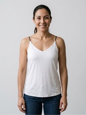 Banana Republic White V-Neck Cami with Black Straps